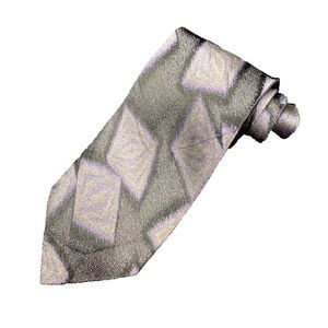 Vtg 80s Bachrach Silk Neck Tie Textured Long Gray Purple Abstract Made In Italy